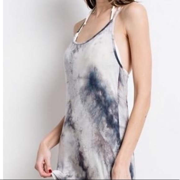 Crochet Back Tie Dye Maxi Knit Dress - Ash - Picture 3 of 8